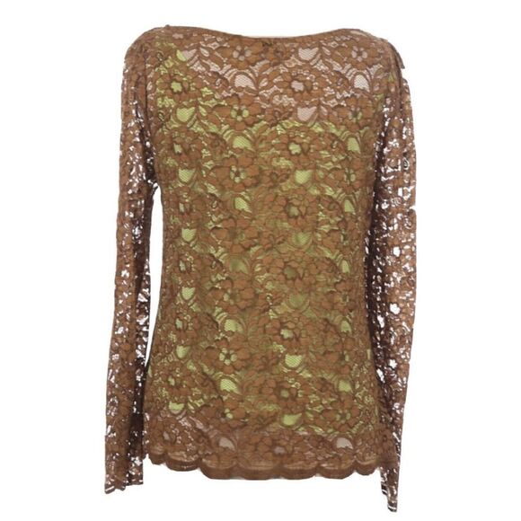 Cremieux Lace Long Sleeve Blouse Medium Layered Romantic Career Chic Blouse Top - Picture 2 of 5